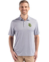 Baylor Bears Cutter & Buck Pike Eco Diamond Dot Print Recycled Mens Polo Black Front