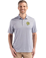 Cal Poly Mustangs Cutter & Buck Pike Eco Diamond Dot Print Recycled Mens Polo Black Front