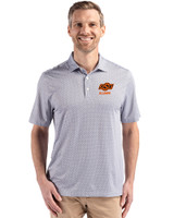 Oklahoma State Cowboys Alumni Cutter & Buck Pike Recycled Diamond Dot Print Mens Polo Black Front