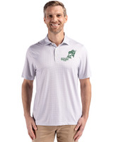 NDSU Bison Vintage Cutter & Buck Pike Eco Diamond Dot Print Recycled Mens Polo Polished Medium Gray Front