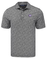 Texas Christian Horned Frogs College Vault Cutter & Buck Pike Eco Flora Print Recycled Mens Polo BL_MANN_HG 