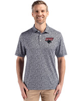 Clark Atlanta Panthers Cutter & Buck Pike Eco Flora Print Recycled Mens Polo Black Front