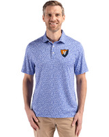 Illinois Fighting Illini College Vault Cutter & Buck Pike Eco Flora Print Recycled Mens Polo Chelan Blue Front