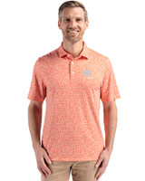 Clemson Tigers Alumni Cutter & Buck Pike Eco Flora Print Recycled Mens Polo College Orange Front