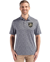 Army Black Knights Cutter & Buck Pike Eco Flora Print Recycled Mens Polo Black Front