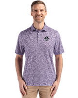 East Carolina (ECU) Pirates College Vault Cutter & Buck Pike Eco Flora Print Recycled Mens Polo College Purple Front