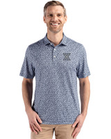 Xavier Musketeers Cutter & Buck Pike Eco Flora Print Recycled Mens Polo Navy Blue Front