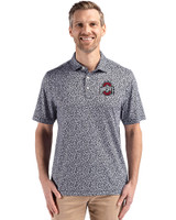Ohio State Buckeyes- Cutter & Buck Pike Eco Flora Print Recycled Mens Polo Black Front