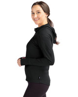 Texas Longhorns 100 Years at DKR Cutter & Buck Daybreak Eco Recycled Womens Half Zip Hoodie Black Side