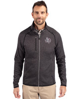 Texas Southern Tigers Cutter & Buck Mainsail Sweater-Knit Mens Big and Tall Full Zip Jacket Charcoal Heather Front
