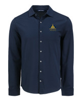 University of Notre Dame: For Good Cutter & Buck Advantage Tri-Blend Eco Soft Pique Long Sleeve Knitted Mens Button Down LYN_MANN_HG 1