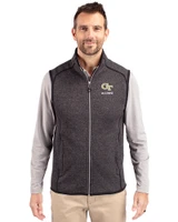 Georgia Tech Yellow Jackets Alumni Cutter & Buck Mainsail Sweater-Knit Mens Big and Tall Full Zip Vest Charcoal Heather Front