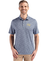Georgia Tech Yellow Jackets - Cutter & Buck Pike Eco Flora Print Recycled Mens Big & Tall Polo Navy Blue Front