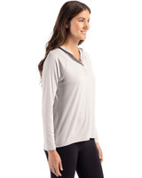 Georgia Tech Yellow Jackets - Cutter & Buck Coastline Epic Comfort Recycled Womens Hooded Shirt CONCRETE Side