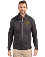 Oakland Golden Grizzlies Cutter & Buck Mainsail Sweater-Knit Mens Big and Tall Full Zip Jacket Charcoal Heather Front