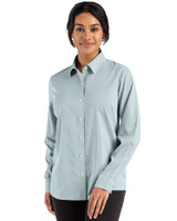 Cutter & Buck Skyline Epic Confidence Recycled Pinstripe Womens Long Sleeve Dress Shirt  HTWH_PRO_HG 1