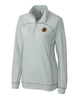 Rochester Red Wings Clique Helsa  Performance Womens Half Zip Pullover Sweatshirt Light Grey Mannequin