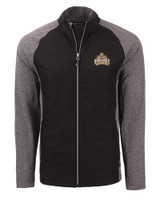 Riverdale High School Cutter & Buck Adapt Recycled Soft Knit Stretch Mens Hybrid Full Zip Jacket Black Heather/Black Mannequin