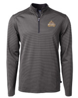 Riverdale High School Cutter & Buck Virtue Recycled Micro Stripe Featherlight Pique Mens Big & Tall Quarter Zip Pullover Black/Elemental Grey Mannequin