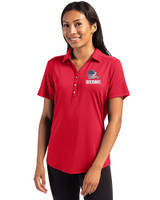 Cleveland Browns Americana Cutter & Buck Forge Eco Stretch Recycled Womens Short Sleeve Polo Cardinal Red Front