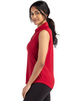 New England Patriots NFL Helmet Cutter & Buck Forge Eco Stretch Recycled Womens Sleeveless Polo Cardinal Red Side