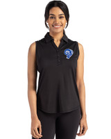 Los Angeles Rams Historic Cutter & Buck Forge Eco Stretch Recycled Womens Sleeveless Polo Black Front