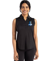 Detroit Lions Historic Cutter & Buck Forge Eco Stretch Recycled Womens Sleeveless Polo Black Front