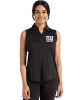 New York Giants Mono Cutter & Buck Forge Eco Stretch Recycled Womens Sleeveless Polo Black Front