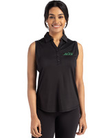 New York Jets Cutter & Buck Forge Recycled Four-Way Stretch Womens Sleeveless Polo Black Front