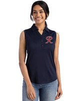 Tacoma Rainiers Cutter & Buck Forge Eco Stretch Recycled Womens Sleeveless Polo Navy Blue Front