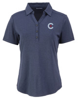 Chicago Cubs City Connect Cutter & Buck Forge Eco Stretch Recycled Womens Short Sleeve Polo DNVH_MANN_HG 1
