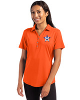 Houston Astros Cutter & Buck Forge Eco Stretch Recycled Womens Short Sleeve Polo College Orange Front