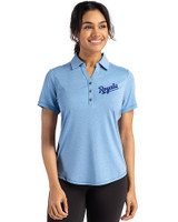 Kansas City Royals Cooperstown Cutter & Buck Forge Eco Stretch Recycled Womens Short Sleeve Polo Dark Atlas Heather Front