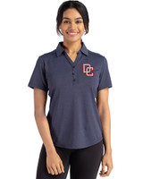 Washington Nationals Cooperstown Cutter & Buck Forge Eco Stretch Recycled Womens Short Sleeve Polo Dark Navy Blue Heather Front