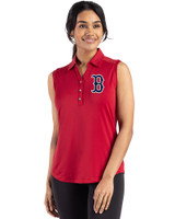 Boston Red Sox Cutter & Buck Forge Eco Stretch Recycled Womens Sleeveless Polo Cardinal Red Front