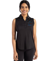 Miami Marlins Cutter & Buck Forge Eco Stretch Recycled Womens Sleeveless Polo Black Front