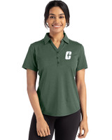 Charlotte 49ers Cutter & Buck Forge Recycled Four-Way Stretch Womens Polo Dark Hunter Heather Front