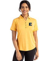 ETSU Buccaneers Cutter & Buck Forge Eco Stretch Recycled Womens Short Sleeve Polo College Gold Heather Front