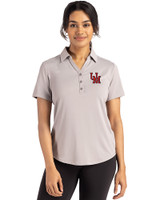 Ole Miss Rebels College Vault Cutter & Buck Forge Eco Stretch Recycled Womens Short Sleeve Polo Polished Medium Gray Front