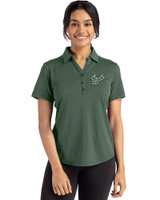 South Florida Bulls Cutter & Buck Forge Eco Stretch Recycled Womens Short Sleeve Polo Dark Hunter Heather Front