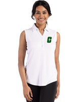 Charlotte 49ers Cutter & Buck Forge Eco Stretch Recycled Womens Sleeveless Polo White Front