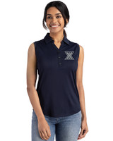 Xavier Musketeers Cutter & Buck Forge Eco Stretch Recycled Womens Sleeveless Polo Navy Blue Front