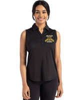 North Carolina A&T Aggies Cutter & Buck Forge Recycled Four-Way Stretch Womens Sleeveless Polo Black Front