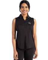 Wake Forest Demon Deacons Cutter & Buck Forge Eco Stretch Recycled Womens Sleeveless Polo Black Front