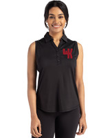 Western Kentucky Hilltoppers College Vault Cutter & Buck Forge Eco Stretch Recycled Womens Sleeveless Polo Black Front