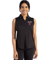 Texas A and M Aggies College Vault Cutter & Buck Forge Eco Stretch Recycled Womens Sleeveless Polo Black Front