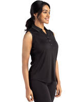 Florida State Seminoles Cutter & Buck Forge Eco Stretch Recycled Womens Sleeveless Polo Black Side