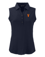 Virginia Hoos College Vault Cutter & Buck Forge Eco Stretch Recycled Womens Sleeveless Polo NVBU_MANN_HG 