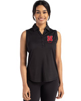 Nebraska Cornhuskers Alumni Cutter & Buck Forge Eco Stretch Recycled Womens Sleeveless Polo Black Front