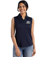 Georgia Southern Eagles Cutter & Buck Forge Eco Stretch Recycled Womens Sleeveless Polo Navy Blue Front